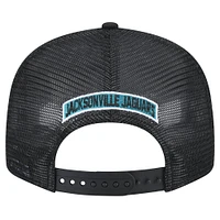 Men's New Era  Black Jacksonville Jaguars Throwback Logo Shade Trucker 9FIFTY Snapback Hat