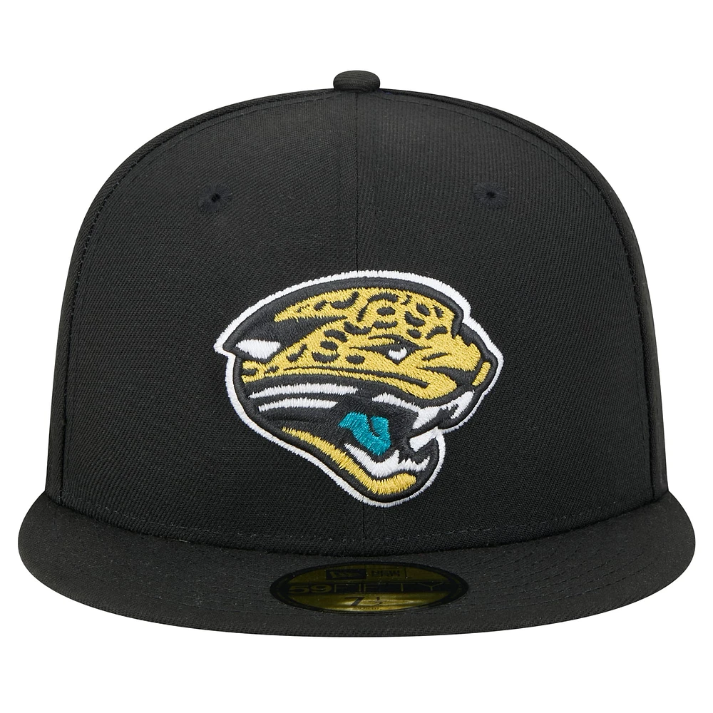 Men's New Era Black Jacksonville Jaguars Throwback Main 59FIFTY Fitted Hat