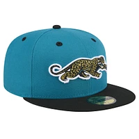 Men's New Era  Teal/Black Jacksonville Jaguars Throwback Crawl Flipside Two-Tone 59FIFTY Fitted Hat