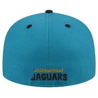 Men's New Era  Teal/Black Jacksonville Jaguars Throwback Crawl Flipside Two-Tone 59FIFTY Fitted Hat