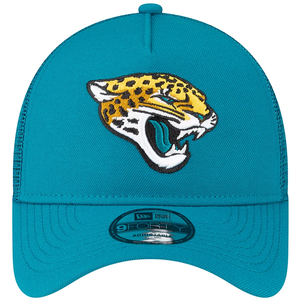 Men's New Era Teal Jacksonville Jaguars  A-Frame Trucker 9FORTY Adjustable Hat