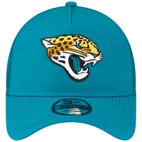 Men's New Era Teal Jacksonville Jaguars  A-Frame Trucker 9FORTY Adjustable Hat