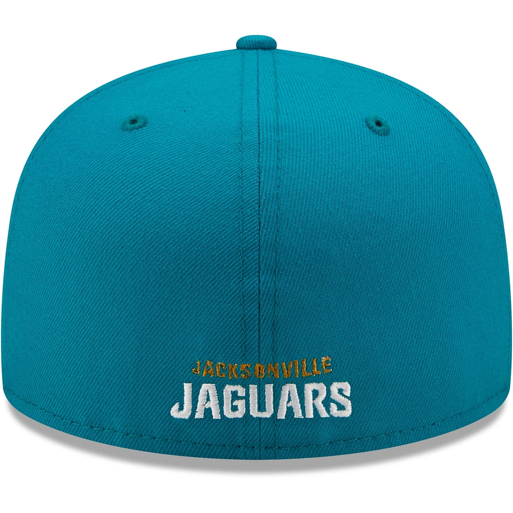 Casquette ajustée New Era Jacksonville Jaguars Omaha 59FIFTY bleu sarcelle pour homme