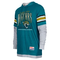 Men's New Era Teal Jacksonville Jaguars Twofer Long Sleeve Hooded T-Shirt