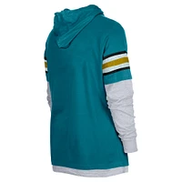 Men's New Era Teal Jacksonville Jaguars Twofer Long Sleeve Hooded T-Shirt