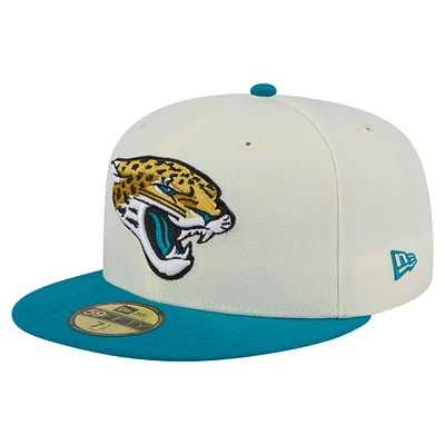 Casquette ajustée 59FIFTY Jacksonville Jaguars pour homme, blanc/bleu sarcelle, New Era