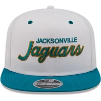 Men's New Era White/Teal Jacksonville Jaguars Sparky Original 9FIFTY Snapback Hat