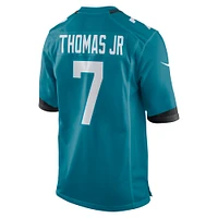 Maillot de jeu joueur Nike Brian Thomas Jr Teal Jacksonville Jaguars pour homme
