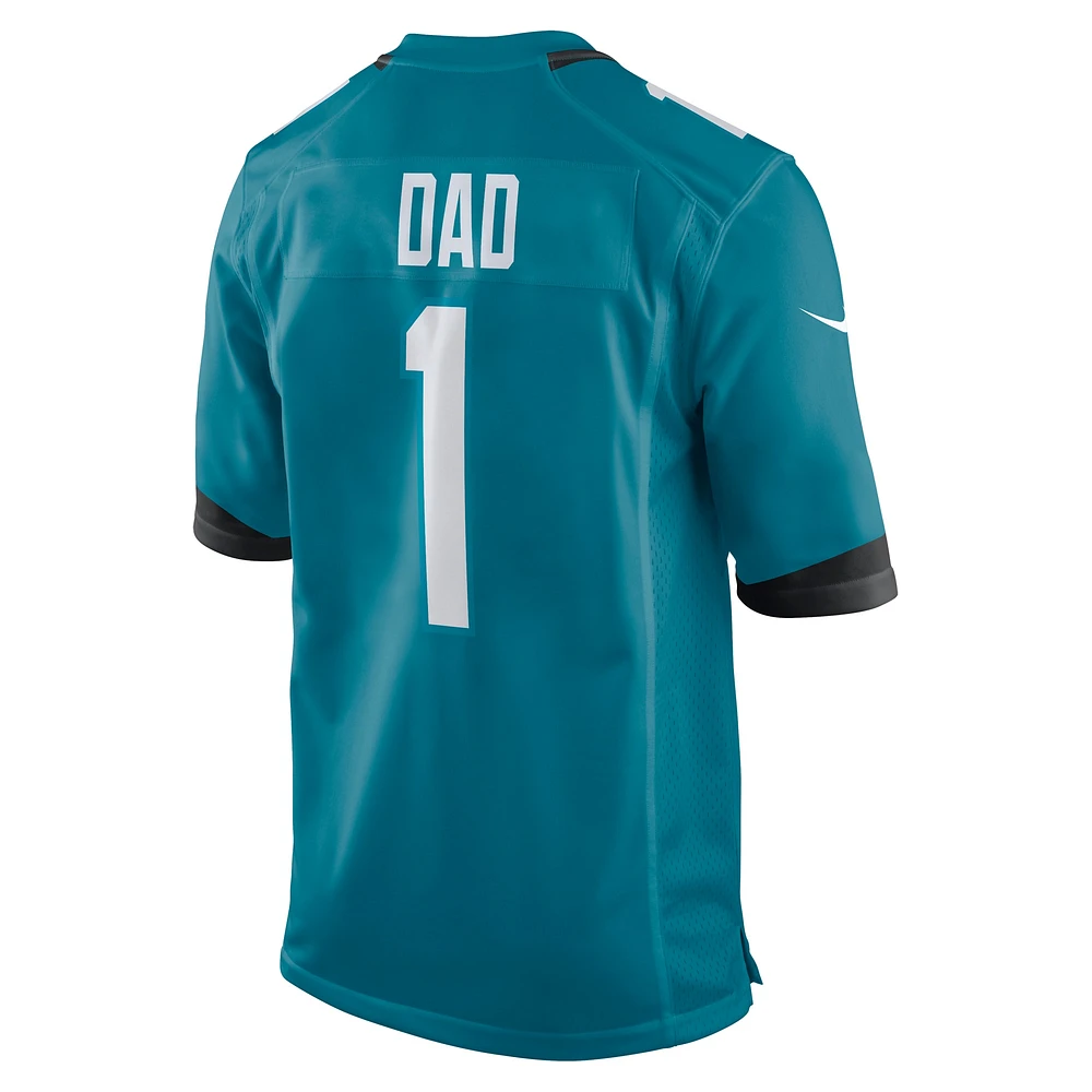 Men's Nike Number 1 Dad Teal Jacksonville Jaguars Game Jersey