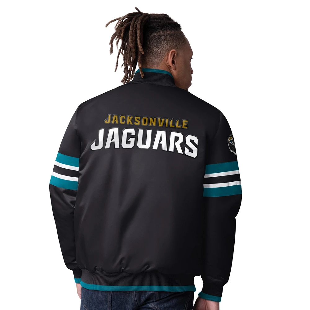 Men's Starter Black Jacksonville Jaguars Scout I Full-Snap Varsity Jacket