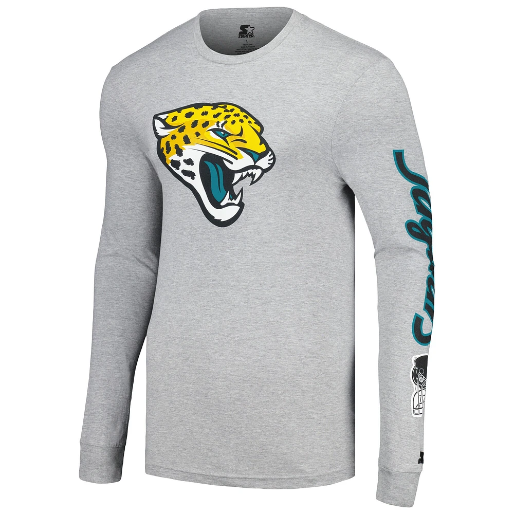 Men's Starter Heather Gray Jacksonville Jaguars Halftime Long Sleeve T-Shirt