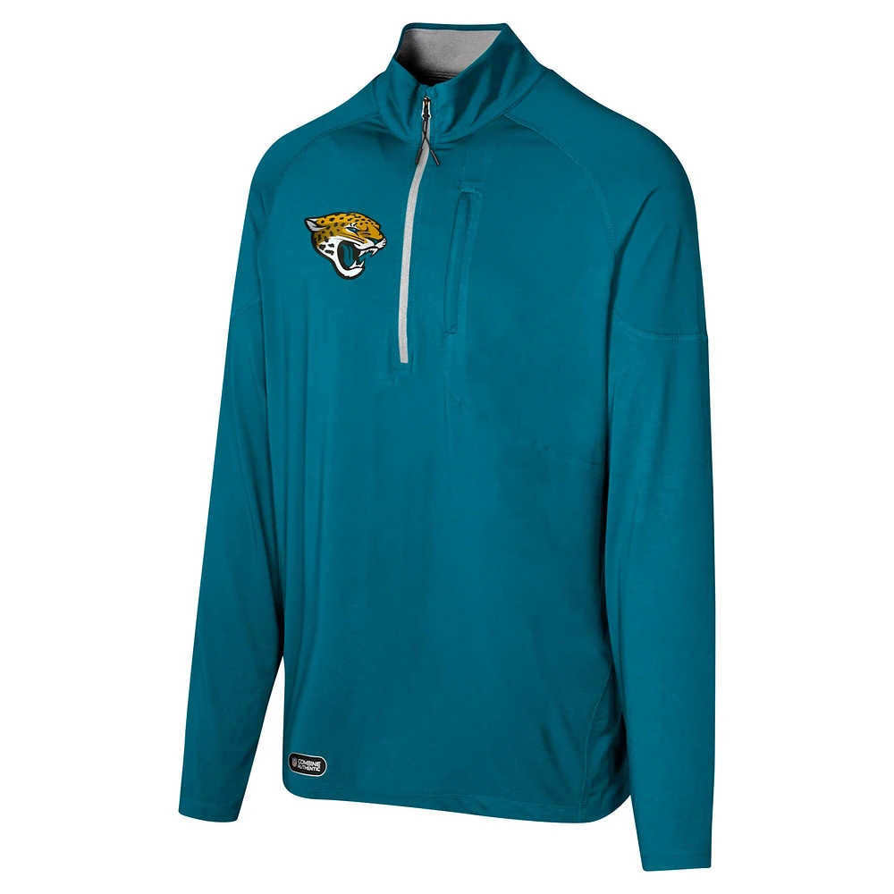 Haut à quart de zip pour hommes, Jacksonville Jaguars Grind Iron, bleu sarcelle
