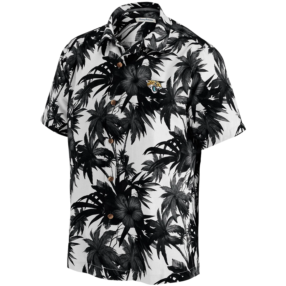 Men's Tommy Bahama Black Jacksonville Jaguars Sport Harbor Island Hibiscus Camp Button-Up Shirt