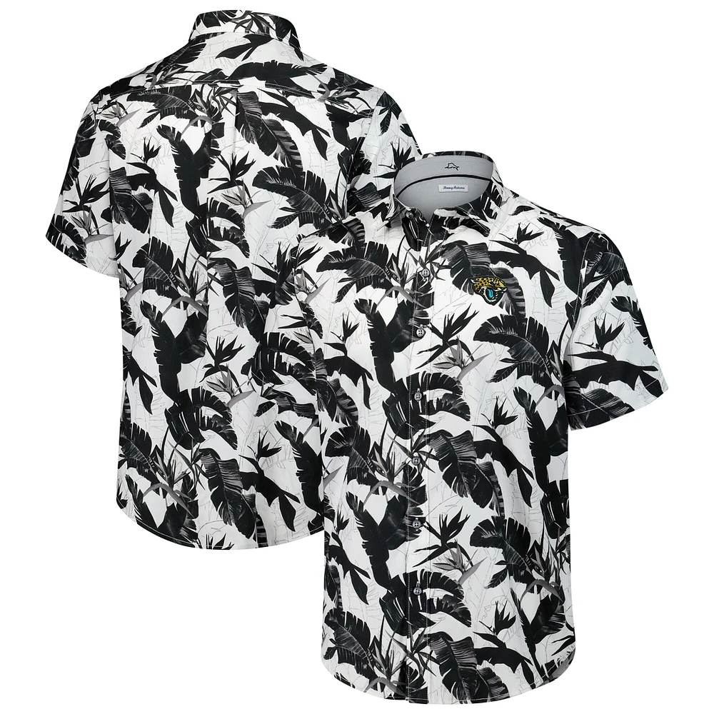 Chemise boutonnée noire pour homme Tommy Bahama Jacksonville Jaguars Sunnyvale Blooms Camp