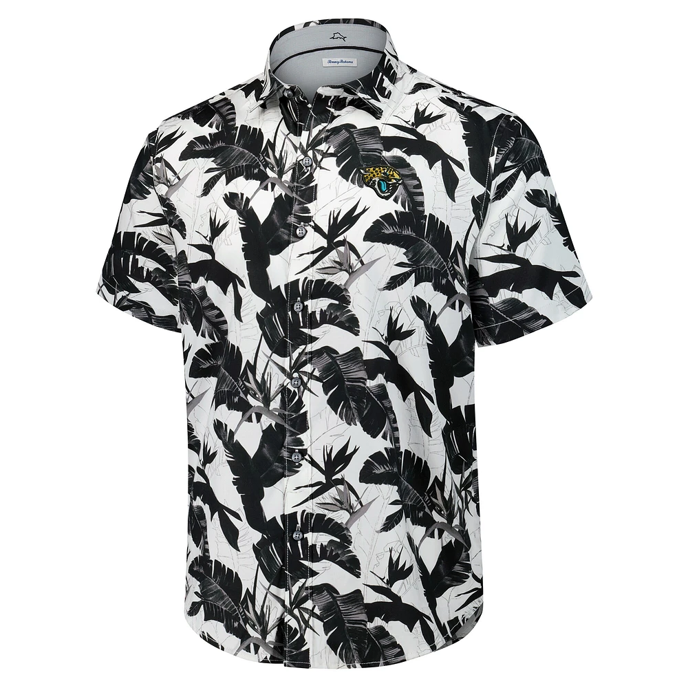 Chemise boutonnée noire pour homme Tommy Bahama Jacksonville Jaguars Sunnyvale Blooms Camp