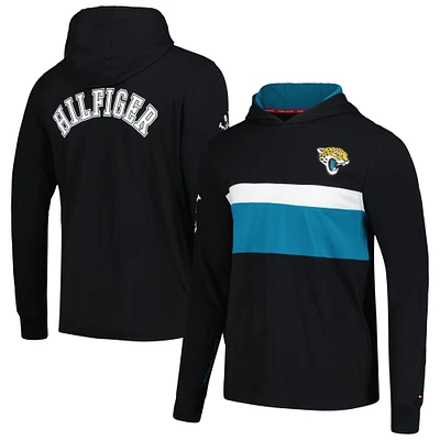T-shirt à capuche manches longues Tommy Hilfiger noir Jacksonville Jaguars Morgan pour hommes