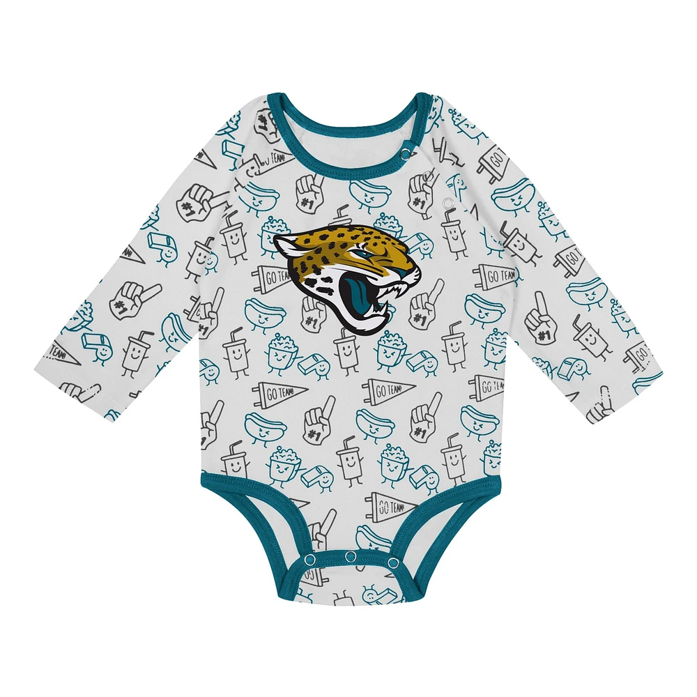 Newborn & Infant Jacksonville Jaguars Little Champ Long Sleeve Bodysuit, Pants Cuffed Knit Hat 3-Piece Set