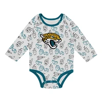 Newborn & Infant Jacksonville Jaguars Little Champ Long Sleeve Bodysuit, Pants Cuffed Knit Hat 3-Piece Set