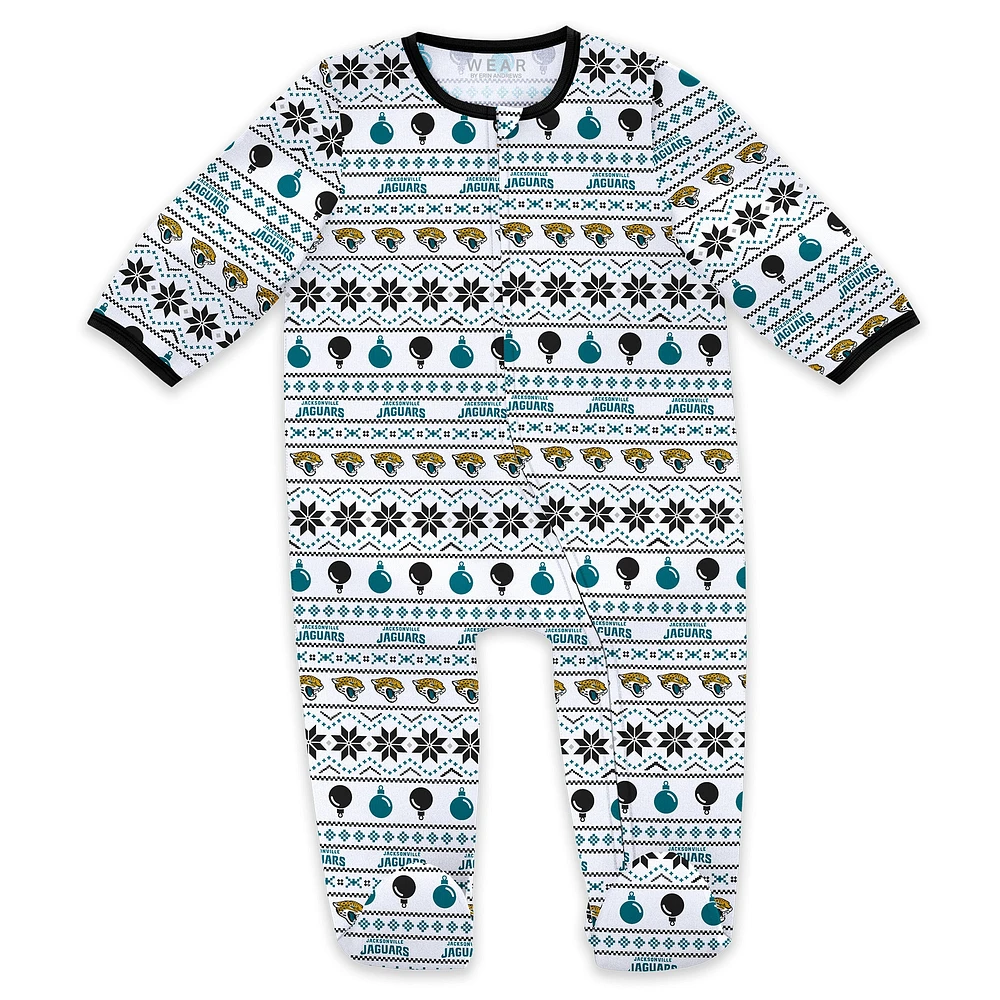 Newborn & Infant WEAR by Erin Andrews Jacksonville Jaguars Allover Print Full-Zip Sleeper Bib Set