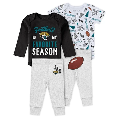 Vêtements pour nouveau-nés et nourrissons par Erin Andrews Ensemble de body pantalon trois pièces Turn Me Around des Jaguars Jacksonville