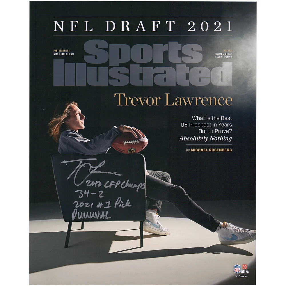 Photographie de couverture de Sports Illustrated autographiée de 16" x 20" par Trevor Lawrence Jacksonville Jaguars avec plusieurs inscriptions - Édition limitée à 16 exemplaires