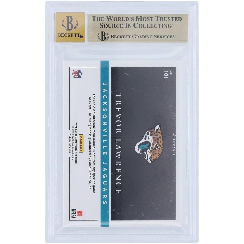 Trevor Lawrence Jacksonville Jaguars Autographed 2021 Panini Impeccable Elegance Dual Relic #101 #6/35 BGS Authenticated 9.5/10 Rookie Card - 9.5,9,9.5,9.5 Subgrades