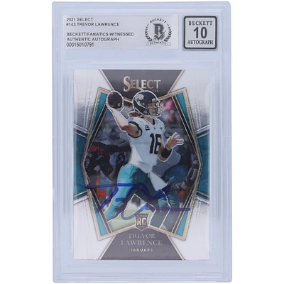 Trevor Lawrence Jacksonville Jaguars Autographed 2021 Panini Select Premier Level #143 Beckett Fanatics Witnessed Authenticated 10 Rookie Card