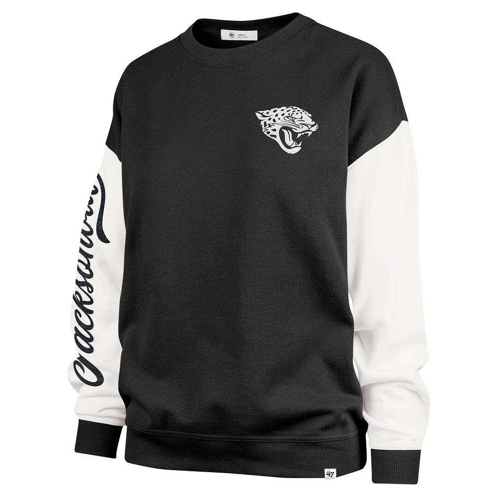 Women's '47  Black Jacksonville Jaguars Double Header Rise Andie Pullover Sweatshirt