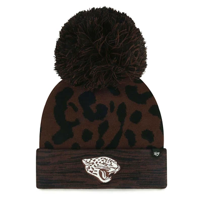 Bonnet tricoté à revers et pompon marron Jacksonville Jaguars '47 pour femme