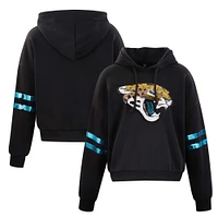 Sweat à capuche court paillettes Cuce Black Jacksonville Jaguars pour femme