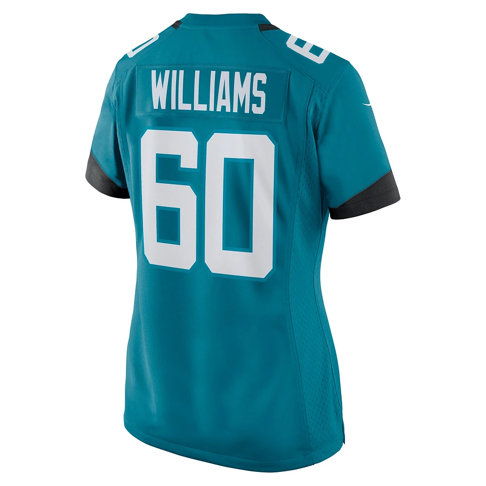Maillot Nike Darryl Williams pour femme, joueur de jeu des Jacksonville Jaguars, bleu sarcelle