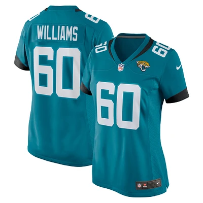 Maillot Nike Darryl Williams pour femme, joueur de jeu des Jacksonville Jaguars, bleu sarcelle