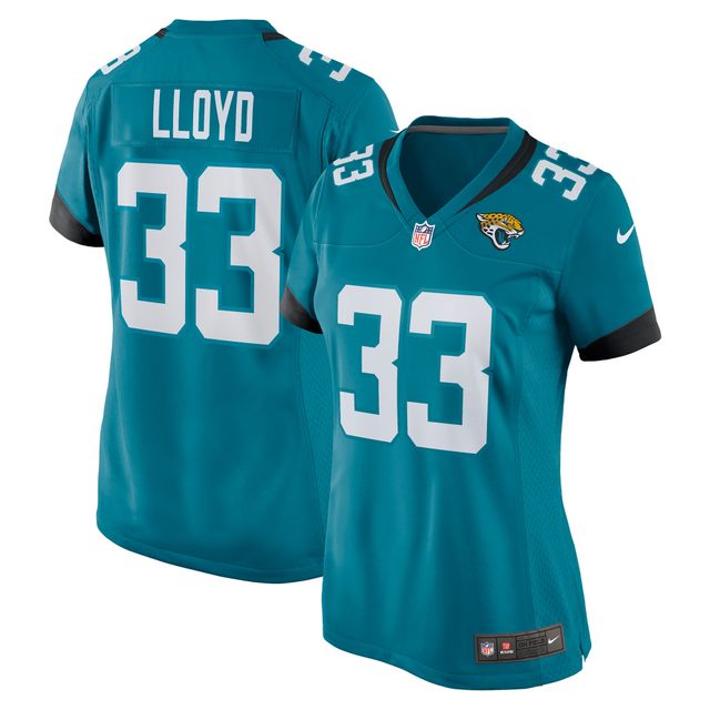Maillot de match joueur Nike Devin Lloyd des Jacksonville Jaguars pour femme, bleu sarcelle