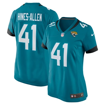Maillot de match joueur des Jacksonville Jaguars Nike Josh Hines-Allen pour femme, bleu sarcelle