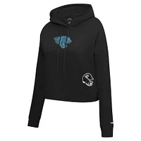 Women's Pro Standard Black Jacksonville Jaguars Jeweled Cropped Pullover Hoodie