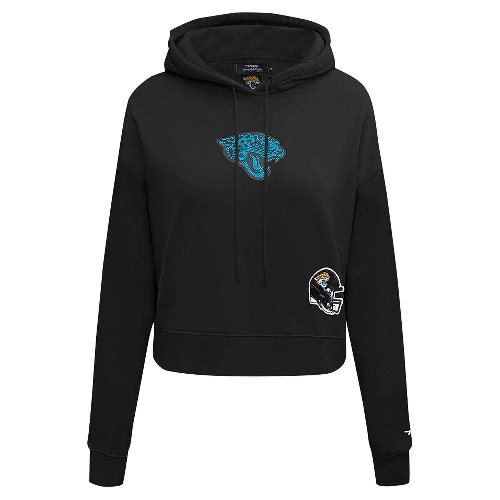 Women's Pro Standard Black Jacksonville Jaguars Jeweled Cropped Pullover Hoodie