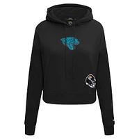 Women's Pro Standard Black Jacksonville Jaguars Jeweled Cropped Pullover Hoodie