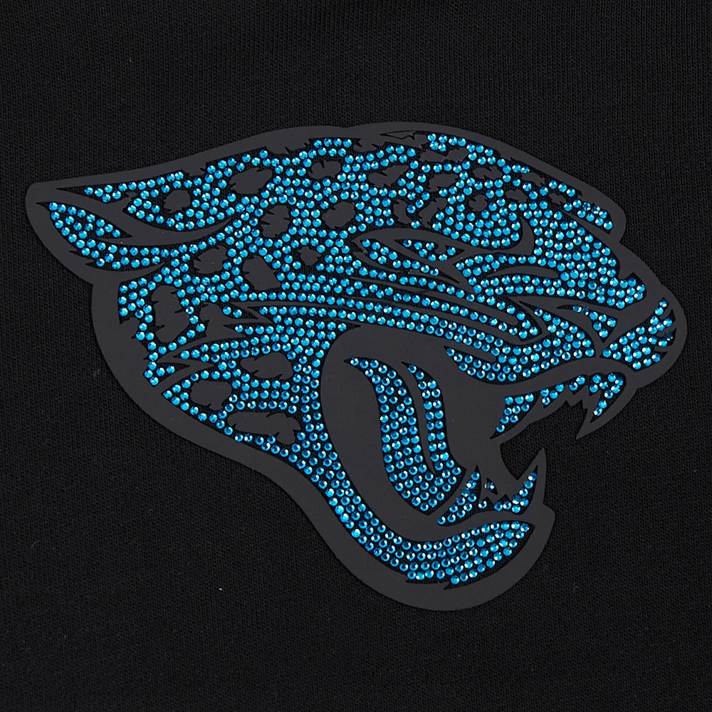 Women's Pro Standard Black Jacksonville Jaguars Jeweled Cropped Pullover Hoodie