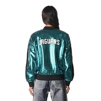 Women's The Wild Collective  Teal Jacksonville Jaguars Sequin Full-Zip Bomber Jacket