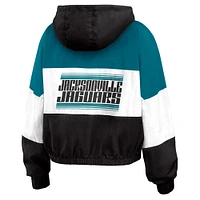 Women's WEAR by Erin Andrews Black/Teal Jacksonville Jaguars Plus Color Block Full-Zip Windbreaker Jacket