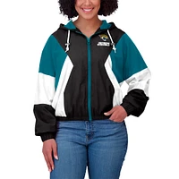 Women's WEAR by Erin Andrews Black/Teal Jacksonville Jaguars Plus Color Block Full-Zip Windbreaker Jacket