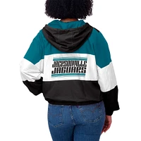 Women's WEAR by Erin Andrews Black/Teal Jacksonville Jaguars Plus Color Block Full-Zip Windbreaker Jacket