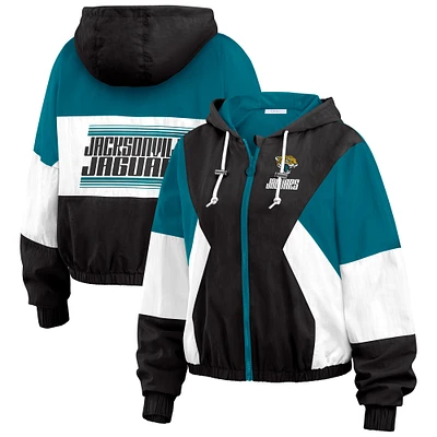 Veste coupe-vent zippée intégrale à blocs de couleurs noire Jacksonville Jaguars WEAR by Erin Andrews pour femme
