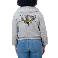 Women's WEAR by Erin Andrews  Heather Gray Jacksonville Jaguars Speckled Fleece Cropped Full-Zip Hoodie