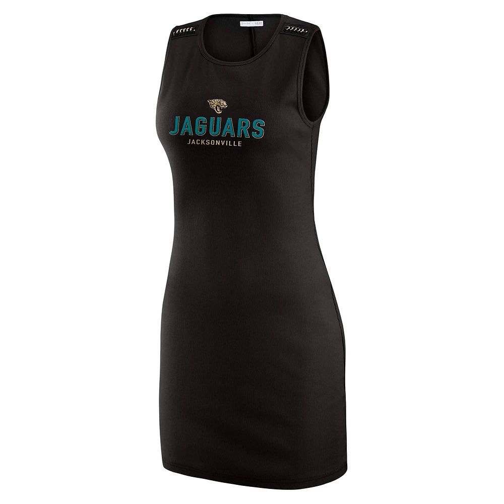 Women's WEAR by Erin Andrews x Gracie Hunt Black Jacksonville Jaguars Ribbed Tank Dress