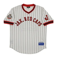Men's Rings & Crwns #20 Cream Jacksonville Red Caps Mesh Replica V-Neck Jersey