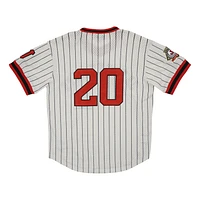 Men's Rings & Crwns #20 Cream Jacksonville Red Caps Mesh Replica V-Neck Jersey