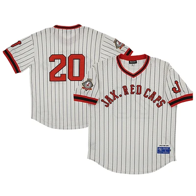 Men's Rings & Crwns #20 Cream Jacksonville Red Caps Mesh Replica V-Neck Jersey