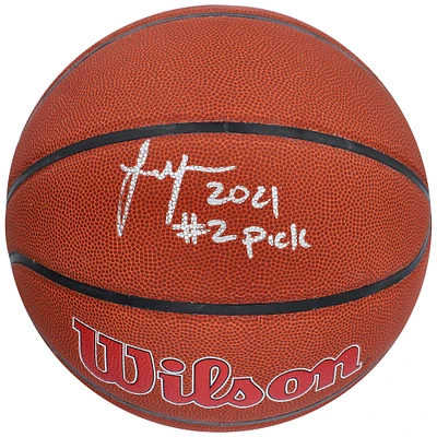 Jalen Green Houston Rockets Autographed Wilson Team Logo Basketball with "2021 #2 Pick" Inscription