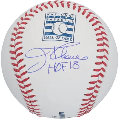 Casquette de baseball autographiée par Jim Thome des Indians de Cleveland avec le logo du Temple de la renommée et l'inscription « HOF 18 »